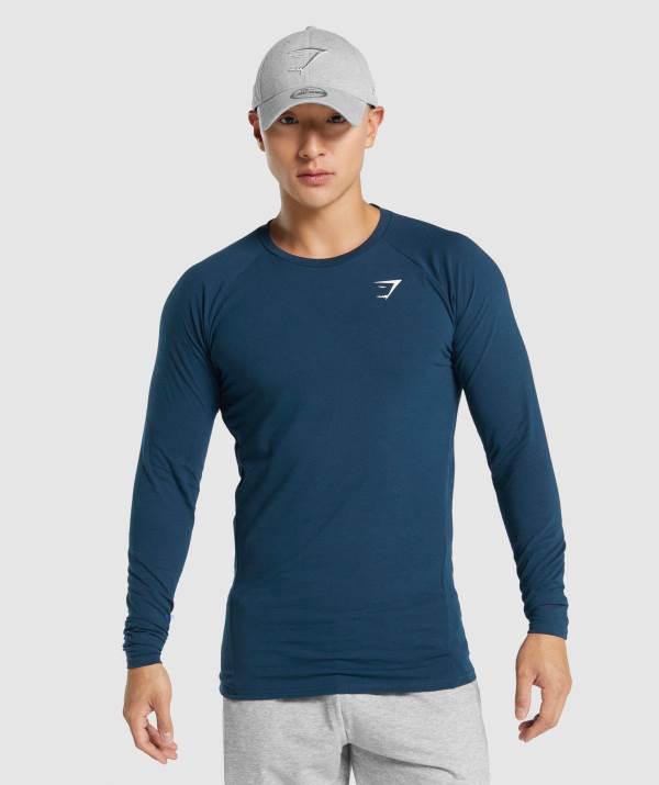 Panske Mikiny Gymshark Critical 2.0 Long Sleeve Námornícka Modrá | UW6739284